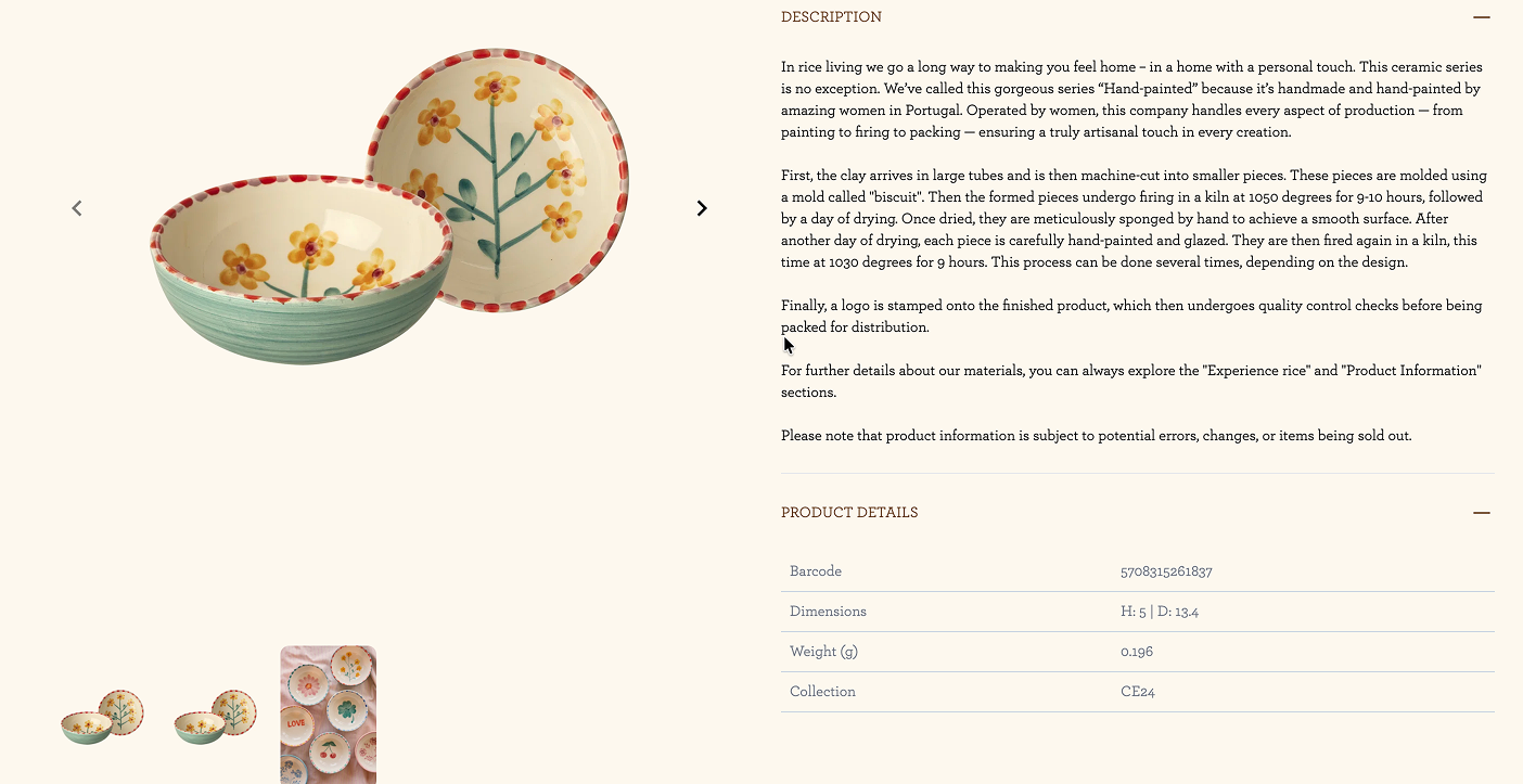 Image pages with product data