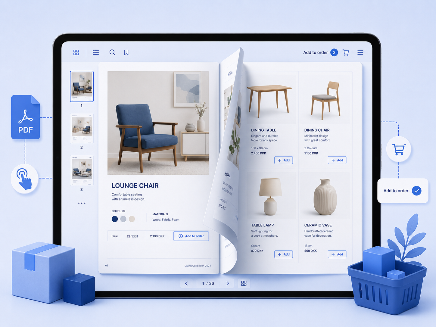 Katalogvy för orderregistrering i nVision Mobile